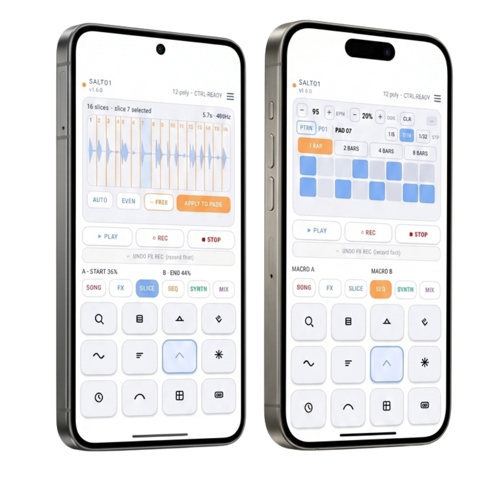 SALTO SAMPLER running on Pixel and iPhone